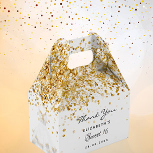 Caixinha De Lembrancinhas Doce 16 obrigado de vestido branco de ouro brilhan