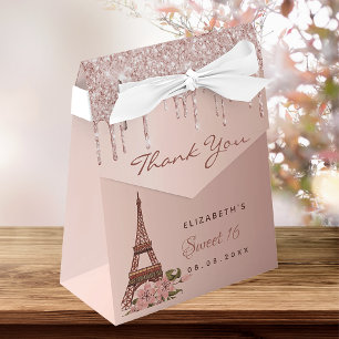 Caixinha De Lembrancinhas Doce 16 rosa gold obrigado Paris para você