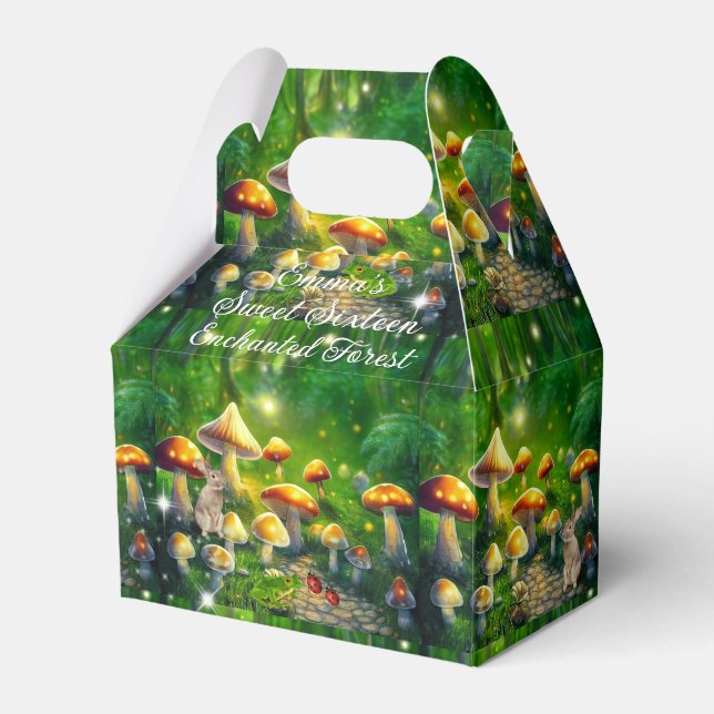 Caixinha De Lembrancinhas Doce Floresta Encantada Coelhos Sapos Cogumelo (Frente)