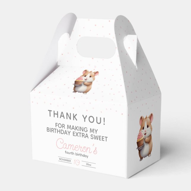 Caixinha De Lembrancinhas Doce Hamster, Aniversário das Crianças de Cupcake  (Frente)