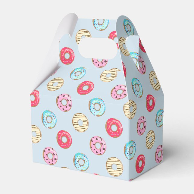 Caixinha De Lembrancinhas Doce padrão de Doughnut Glacê Azul Claro (Frente)