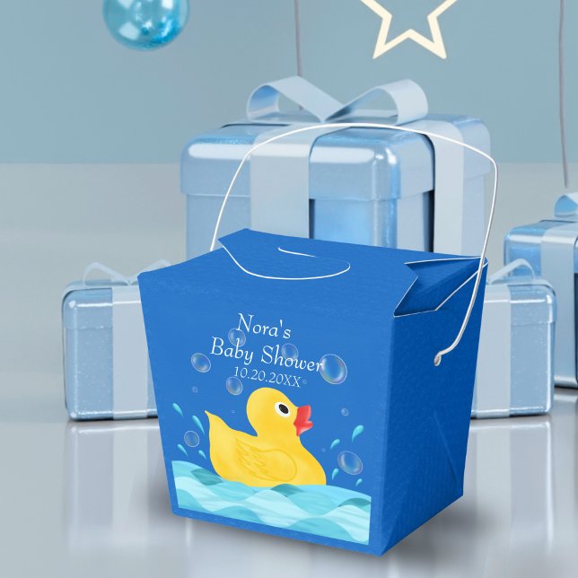 Caixinha De Lembrancinhas Doce Pato de Borracha Bolhas Chuveiro de Bebê (Delight guests with adorable Rubber Ducky Bubbles Baby Shower Favor Boxes, a sweet addition.)