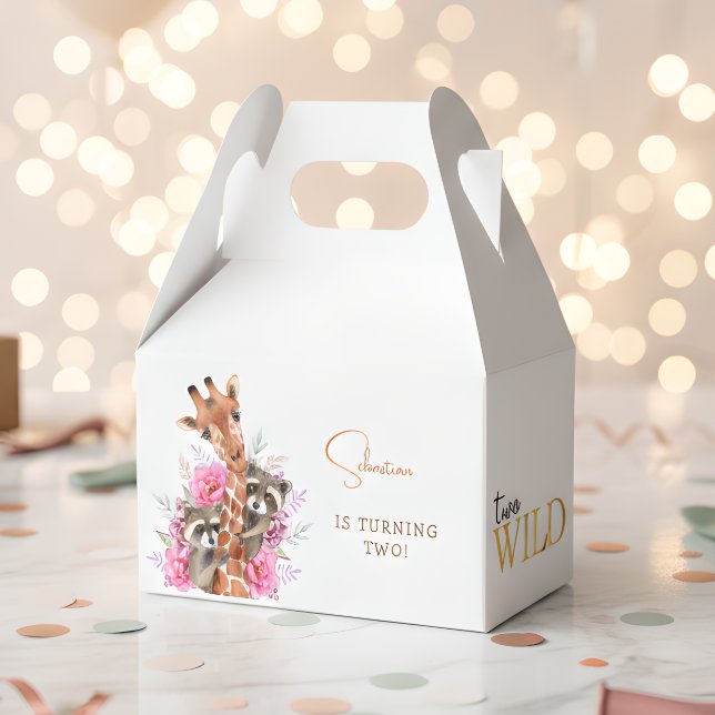 Caixinha De Lembrancinhas Dois animais selvagens do safari aniversário de cr (Criador carregado)