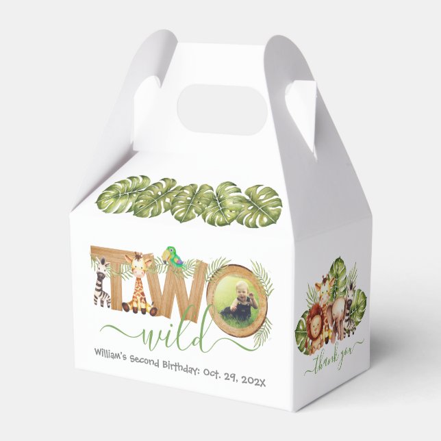 Caixinha De Lembrancinhas Dois Animais Selvagens Safari segundo aniversário  (Frente)