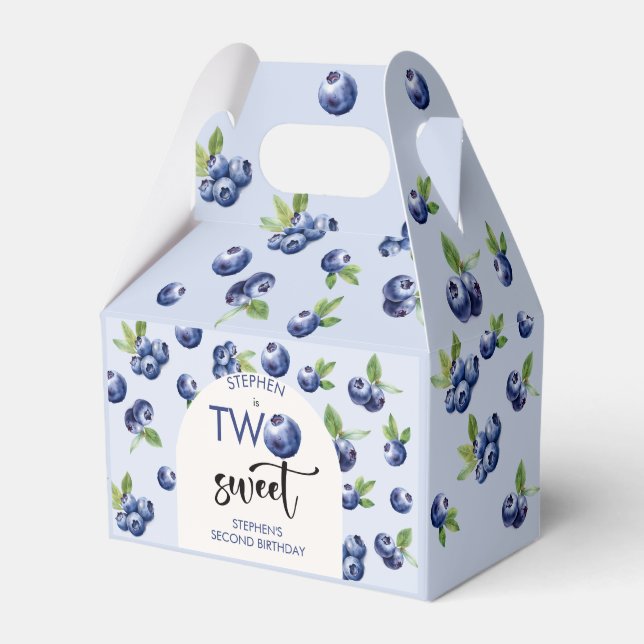 Caixinha De Lembrancinhas Dois doces aniversários de criança de mirtilos (Frente)