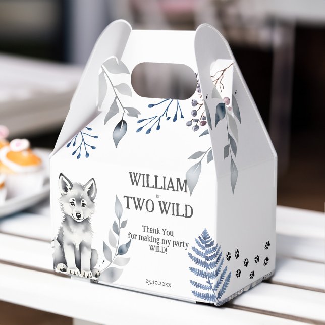 Caixinha De Lembrancinhas Dois lobos selvagens com festa de aniversário (Two Wild wolf themed birthday party Favor Boxes personalized wild grey wolf party favor box)