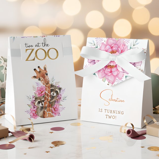 Caixinha De Lembrancinhas Dois no aniversário de criança de animais do zoo s (Criador carregado)
