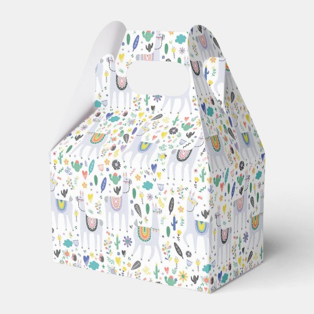 Caixinha De Lembrancinhas Doodle Alpaca Pattern (Frente)