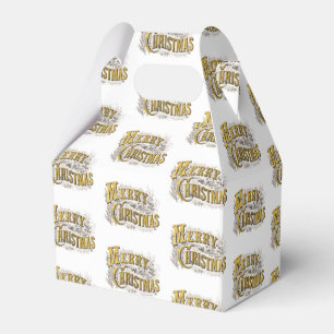 Caixinha De Lembrancinhas Dourada Elegante Branca, Feliz Natal Russo Vintage