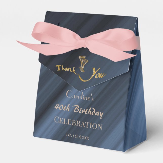 Caixinha De Lembrancinhas Dourada Glitter Balões Vermelhos Obrigado (Frente)