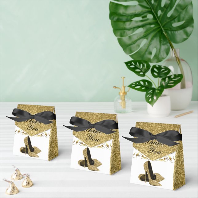 Caixinha De Lembrancinhas Dourada Glitter Stiletto Heels (Múltiplo)