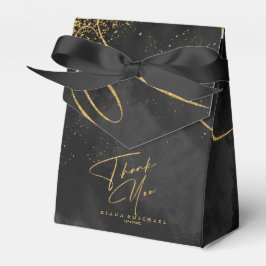 Caixinha De Lembrancinhas Dourado Abstrato de Casamento V1 Black ID867