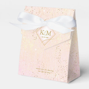 Caixinha De Lembrancinhas Dourado Abstrato de Casamento V2 Blush ID867