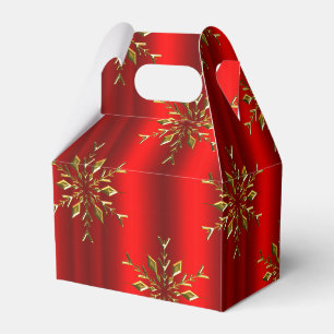 Caixinha De Lembrancinhas Dourado floco de neve de Natal em Vermelho