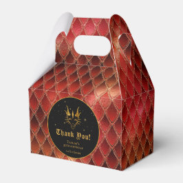 Caixinha De Lembrancinhas Dragão Vermelho Escala Dourada Aniversário Obrigad