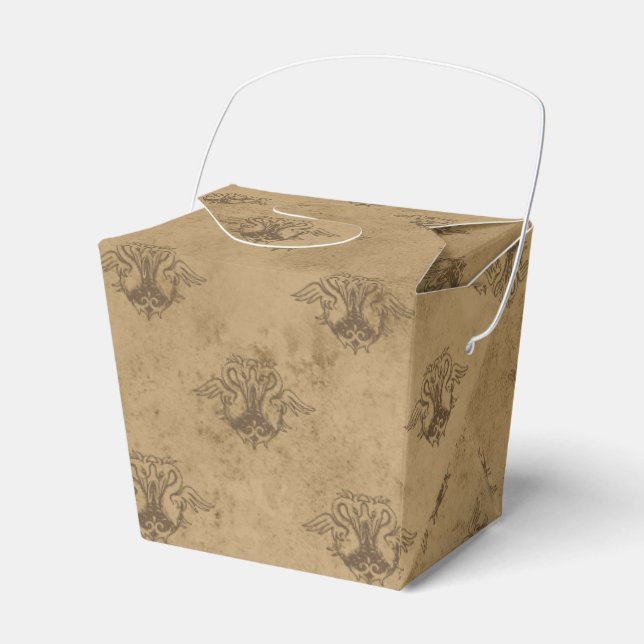 Caixinha De Lembrancinhas Dragão Vintage Dourado e Cobre (Frente)