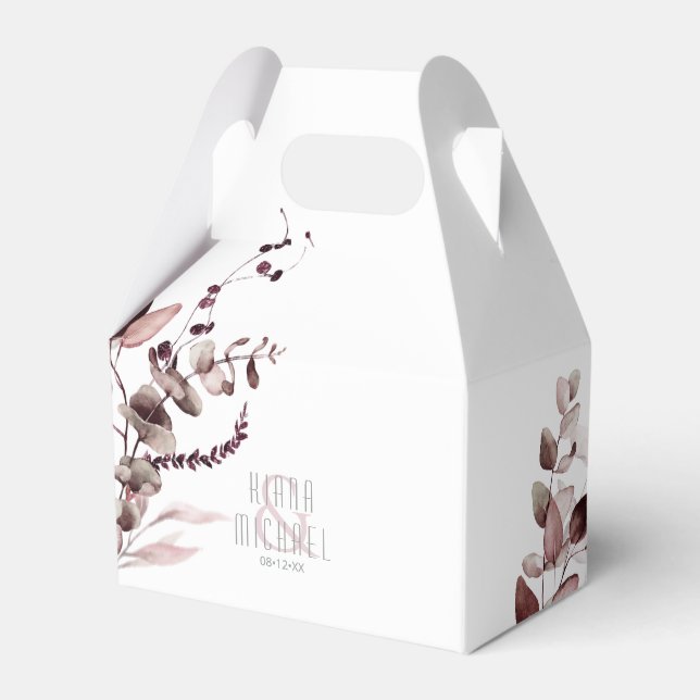 Caixinha De Lembrancinhas Dreamy Foliage Wedding Burgundy V2 ID817 (Frente)