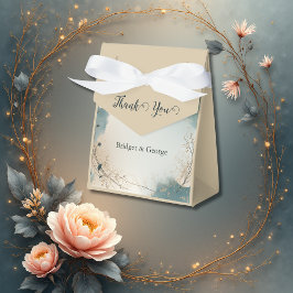 Caixinha De Lembrancinhas Dusty Blue Beige Boho Chic foliage wreath Wedding