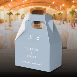 Caixinha De Lembrancinhas Dusty Blue E Dourado Casamento De Monograma