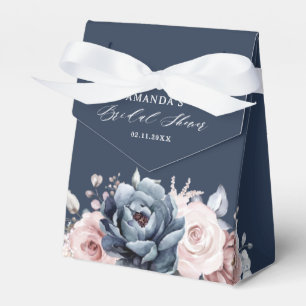 Caixinha De Lembrancinhas Dusty Blue Mauve Rosa Slate Chá de panela Floral F