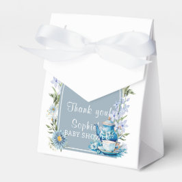 Caixinha De Lembrancinhas Dusty Blue Time Para Chá de fraldas De Tea Boho