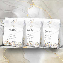 Caixinha De Lembrancinhas Dusty Blue Wildflower BoHO Casamento Obrigado