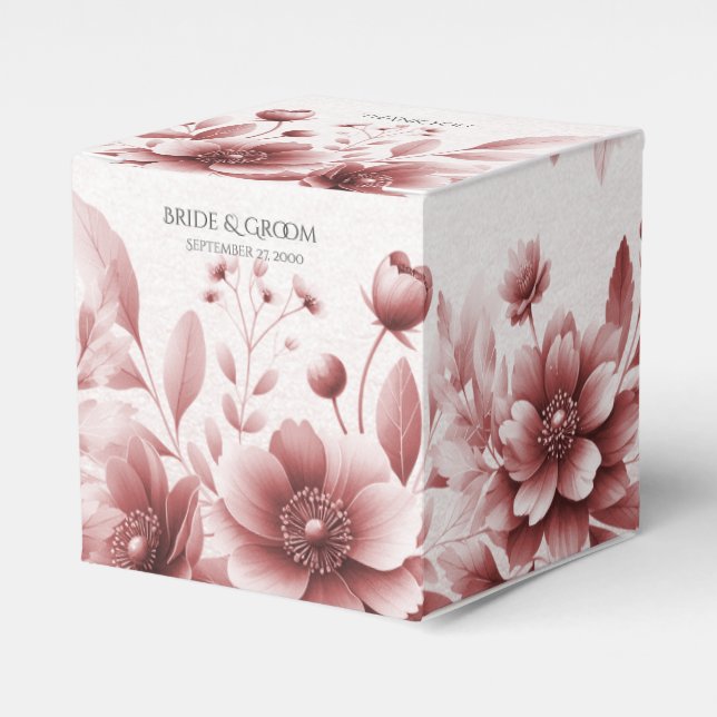 Caixinha De Lembrancinhas Dusty Rosa Floral Favor Box (Frente)
