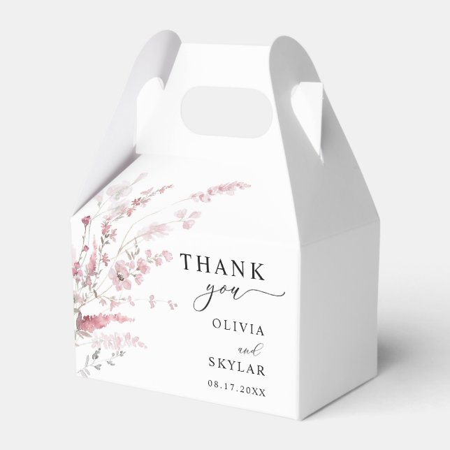 Caixinha De Lembrancinhas Dusty Rosa Wildflower Elegant Floral Wedding (Frente)