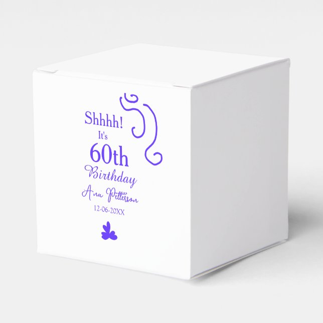 Caixinha De Lembrancinhas É 60º aniversário adicionar nome roxo espanhol r (Frente)