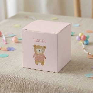 Caixinha De Lembrancinhas É um Chá de fraldas rosa de Urso Bonito, Aquarela