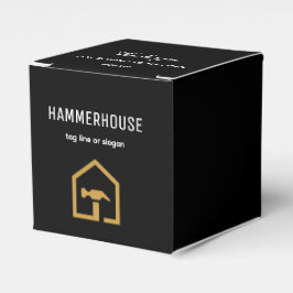 Caixinha De Lembrancinhas Edifício de Construção Moderna Preta e Dourada