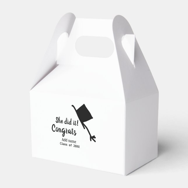 Caixinha De Lembrancinhas Ela fez isso, parabéns, graduação. (Frente)