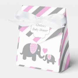 Caixinha De Lembrancinhas Elefante com Listras Rosa e Cinza