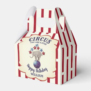 Caixinha De Lembrancinhas Elefante de Circo Vintage de Aniversário