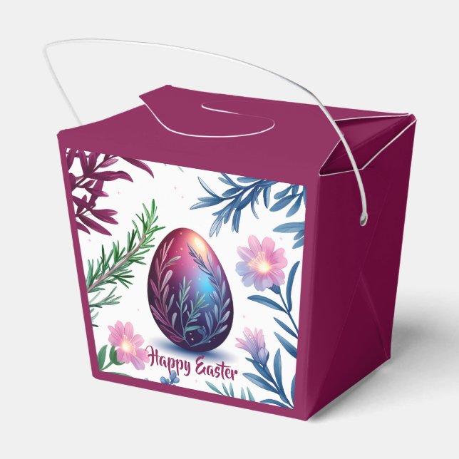 Caixinha De Lembrancinhas Elegant Easter Egg Botanical Art (Verso)
