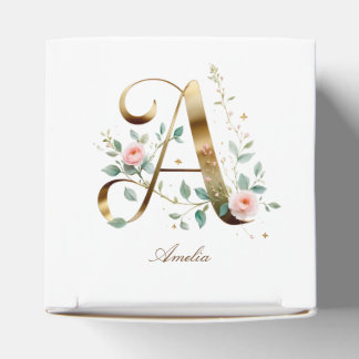 Caixinha De Lembrancinhas Elegant Gold Floral Letter A Monogram Favor Box