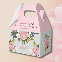 Caixinha De Lembrancinhas *Elegant Painted Pink Floral 60th birthday favors 
