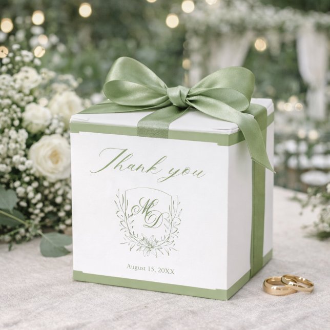 Caixinha De Lembrancinhas Elegant Sage Green Botanical Wedding  (Criador carregado)