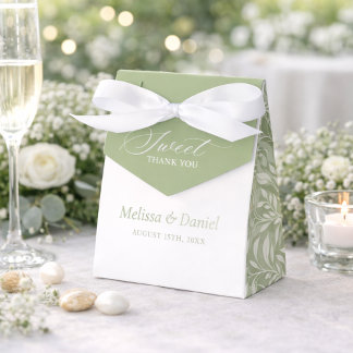 Caixinha De Lembrancinhas Elegant Sage Green Botanical Wedding Favor Boxes