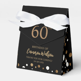Caixinha De Lembrancinhas Elegante, 60 anos, Black gold Confetti Personaliza