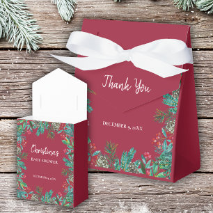 Caixinha De Lembrancinhas Elegante Aquarela Chá de fraldas Vermelho de Natal