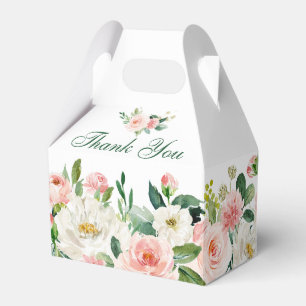 Caixinha De Lembrancinhas Elegante Blush Pink Flowers Chá de panela Verde