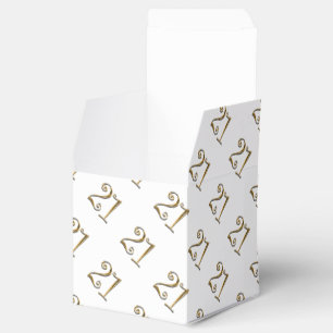 Caixinha De Lembrancinhas Elegante branco do ouro do aniversário de 21 anos