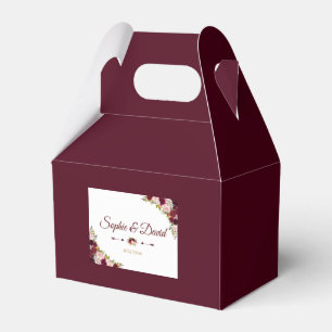 Caixinha De Lembrancinhas Elegante Burgundy Marsala Casamento outono Floral