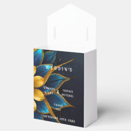 Caixinha De Lembrancinhas Elegante Casamento Floral em Safira e Dourado