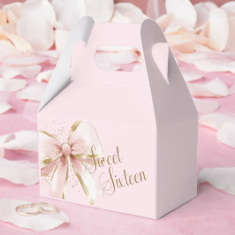Caixinha De Lembrancinhas Elegante Coquete Rosa e Arco Dourado Sweet 16th
