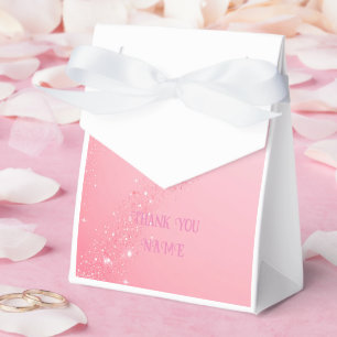 Caixinha De Lembrancinhas Elegante Design de cintilação rosa para Convites d