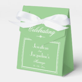 Caixinha De Lembrancinhas Elegante detalhes de laço branco e verde macio, ca