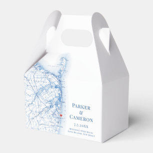 Caixinha De Lembrancinhas Elegante do Mapa de Casamento de Long Branch New J