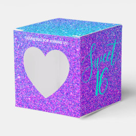 Caixinha De Lembrancinhas Elegante Doce 16 Teal Purple Glitter Obrigado